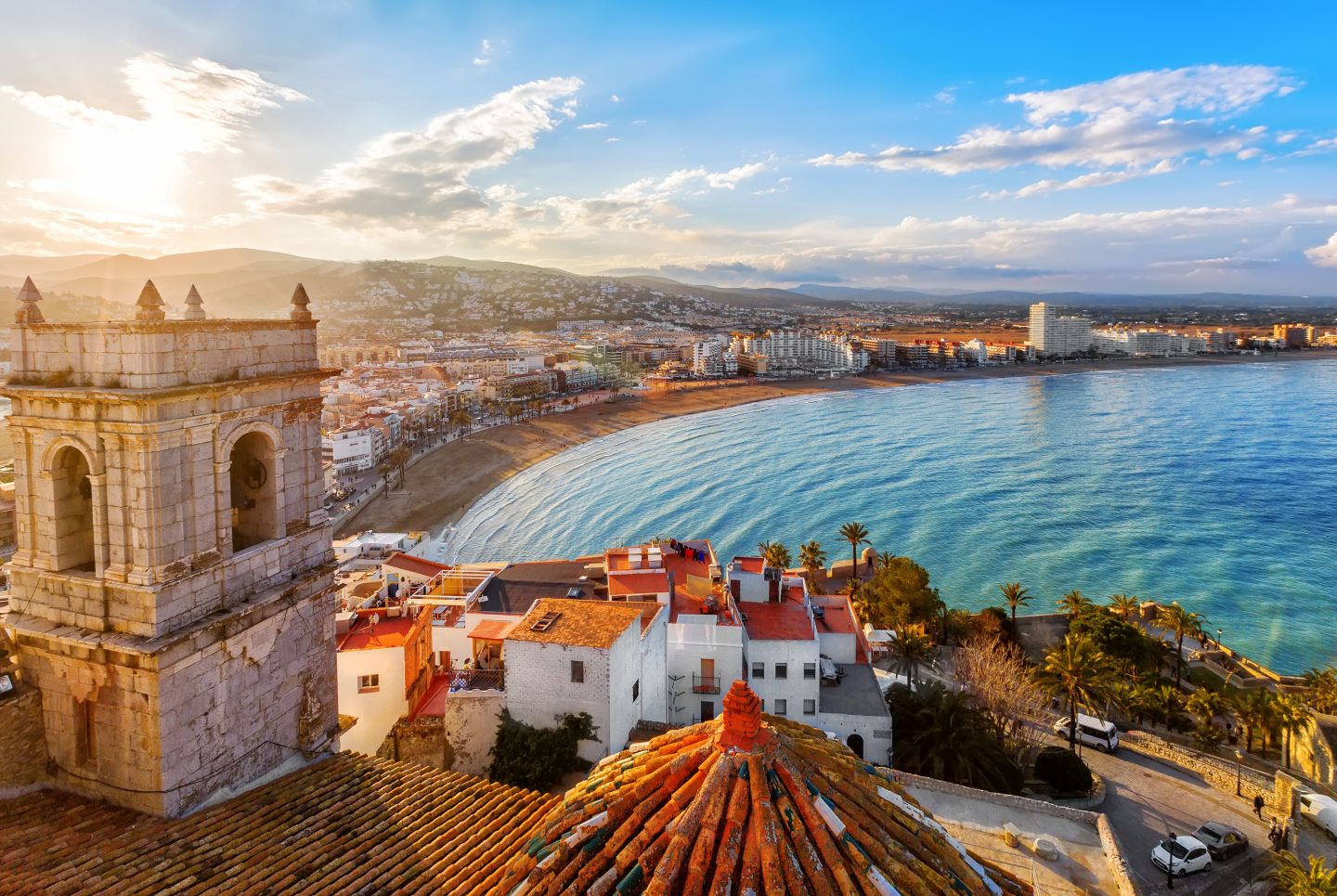 View on Peniscola  from the top of Pope Luna's  Castle , Valencia, Spain